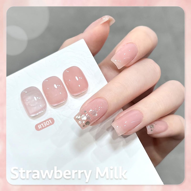 GAOY Jelly Gel Nail Polish Set, 6 Colors Nude Pink Brown, UV Light Cure Gel Polish for Salon and Nail Art DIY at Home - Image 2