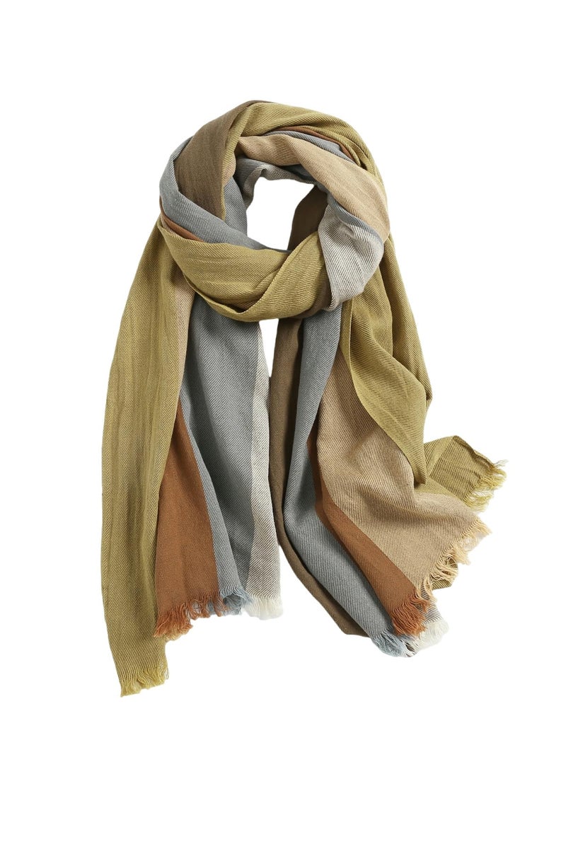 Jeelow 100 Cotton Lightweight Large Scarf Soft Shawl Wrap for Men Women with Frayed Edges (Earth Tones) - Image 1