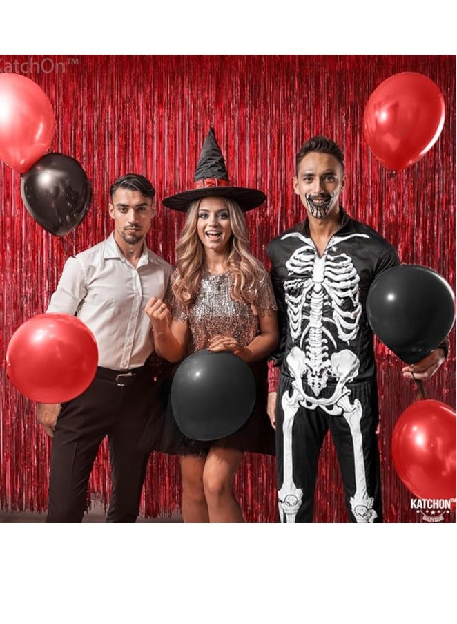 XtraLarge 6.4x8 Feet Red Foil Fringe Curtain - Big 2 Pieces, Red Streamers Red Party Decorations | Red Fringe Backdrop, Red Fringe Curtain for Red Streamers Party Decorations, Valentines Day Backdrop - Image 2