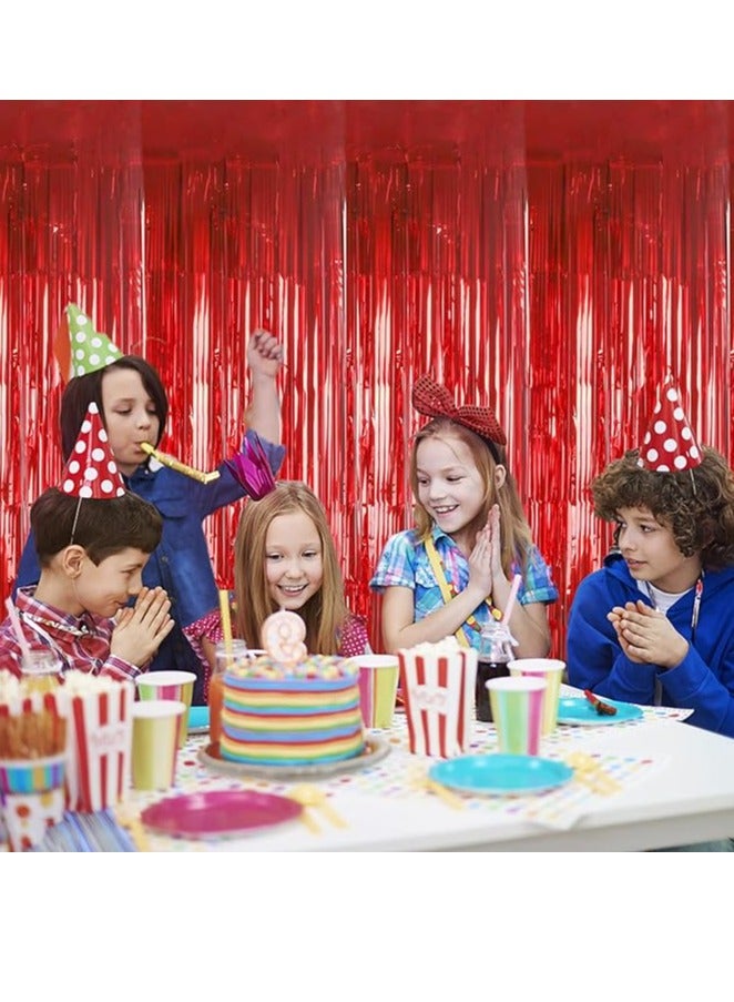XtraLarge 6.4x8 Feet Red Foil Fringe Curtain - Big 2 Pieces, Red Streamers Red Party Decorations | Red Fringe Backdrop, Red Fringe Curtain for Red Streamers Party Decorations, Valentines Day Backdrop - Image 3