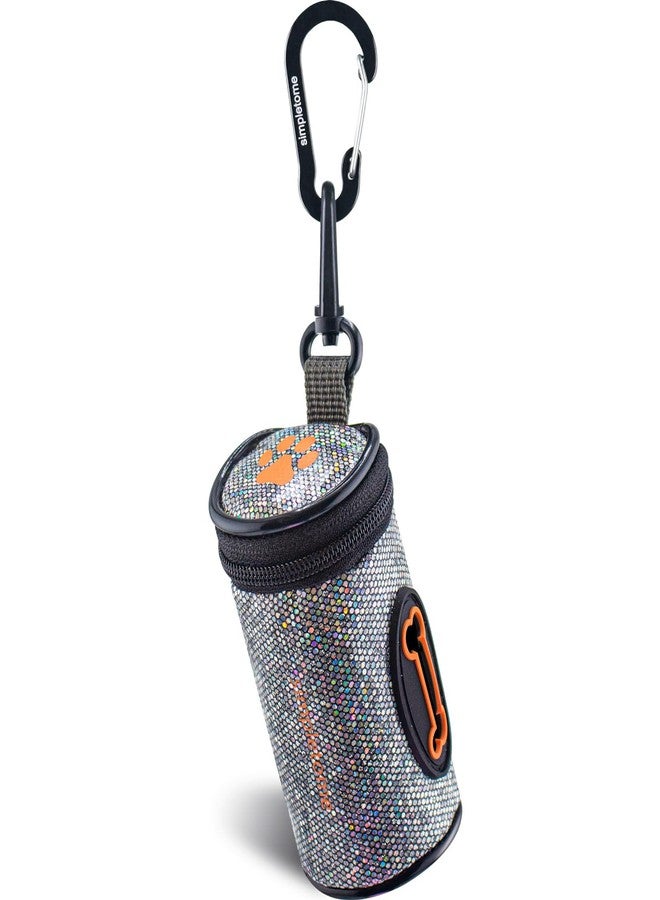 simpletome Dog Waste Bag Dispenser for Leash Belt Waterproof Microfiber Leather YKK Zipper (Bling) - Image 1