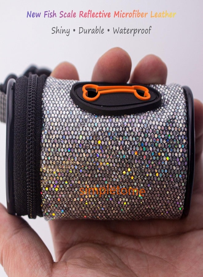 simpletome Dog Waste Bag Dispenser for Leash Belt Waterproof Microfiber Leather YKK Zipper (Bling) - Image 4