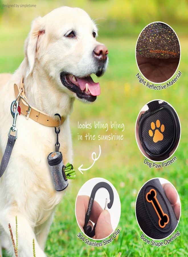 simpletome Dog Waste Bag Dispenser for Leash Belt Waterproof Microfiber Leather YKK Zipper (Bling) - Image 2