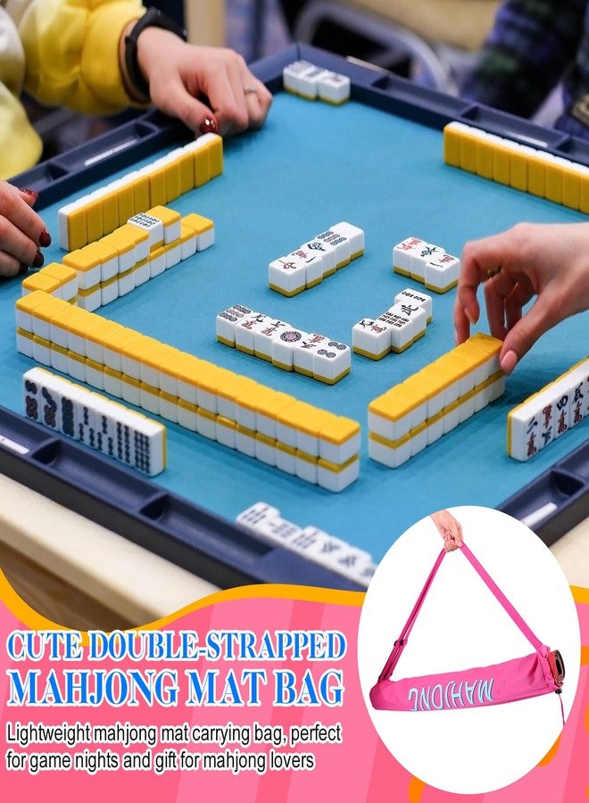 Sunnymove 34 Inch Long Mahjong Mat Bag Cute Double Strapped Canvas Drawstring Mahjong Holder Lightweight Outdoor Carrying Bag for Board Games Travel Storage-Mat Not Include(Pink,1 Pc) - Image 4