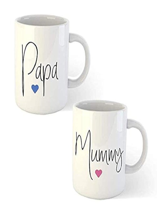 Days Anniversary Gift For Mom And Dad Coffee Mugs Set - 2 Papa And Mummy Quotes Printed White Ceramic Mug Cup Best Gift For Mother On Birthday/Mother'S (B0965Rwp3R) - 330 Ml - Image 1