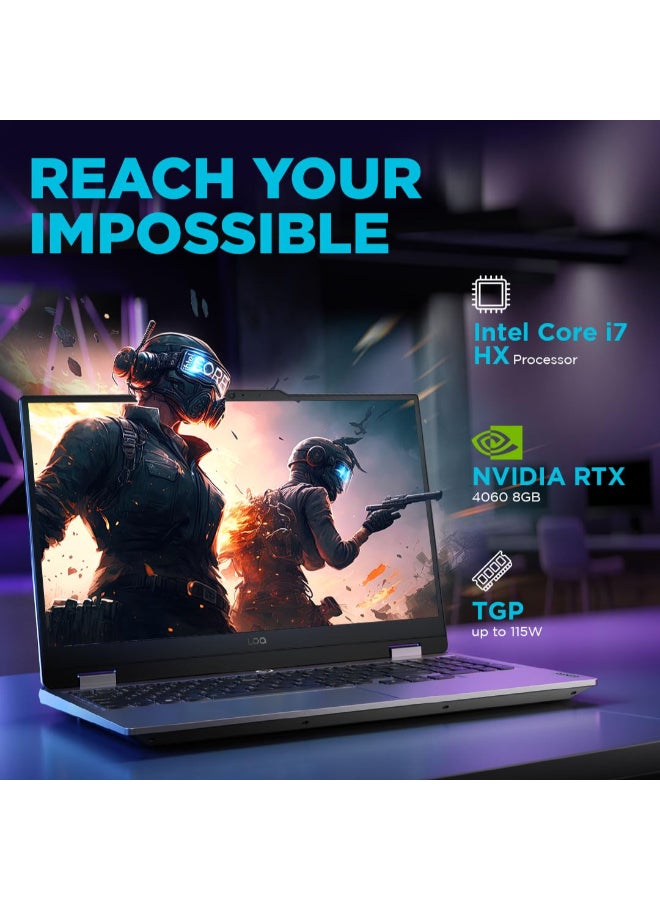 لينوفو لابتوب LOQ 15IRX9 بشاشة FHD IPS مقاس 15.6 بوصة، مع معالج Core i5-13450HX/ذاكرة RAM سعة 24GB/قرص SSD سعة 512GB/بطاقة رسومات NVIDIA GeForce RTX 4050 سعة 6GB/نظام Windows 11 - Image 3