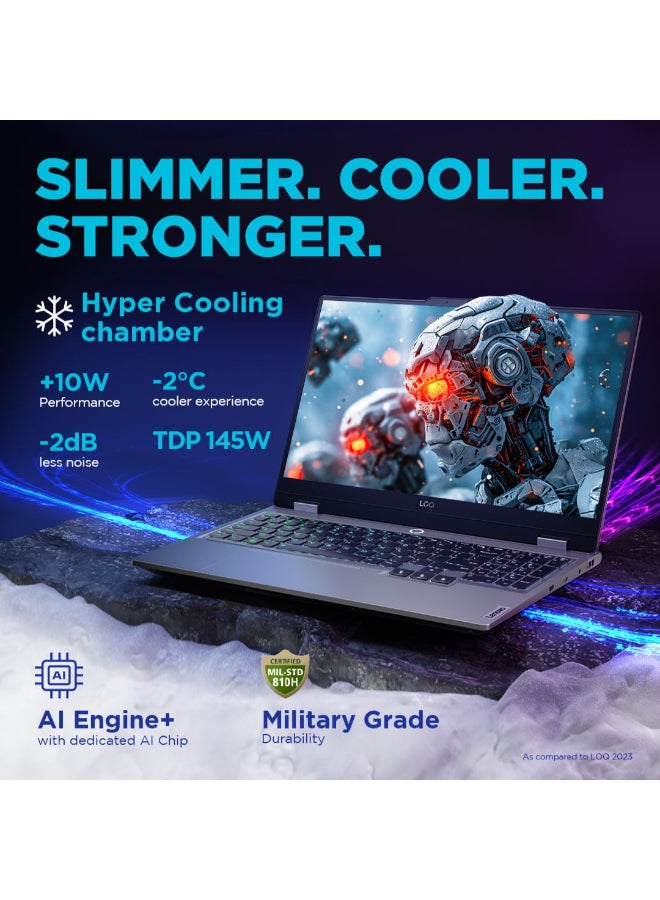 لينوفو لابتوب LOQ 15IRX9 بشاشة FHD IPS مقاس 15.6 بوصة، مع معالج Core i5-13450HX/ذاكرة RAM سعة 24GB/قرص SSD سعة 512GB/بطاقة رسومات NVIDIA GeForce RTX 4050 سعة 6GB/نظام Windows 11 - Image 4