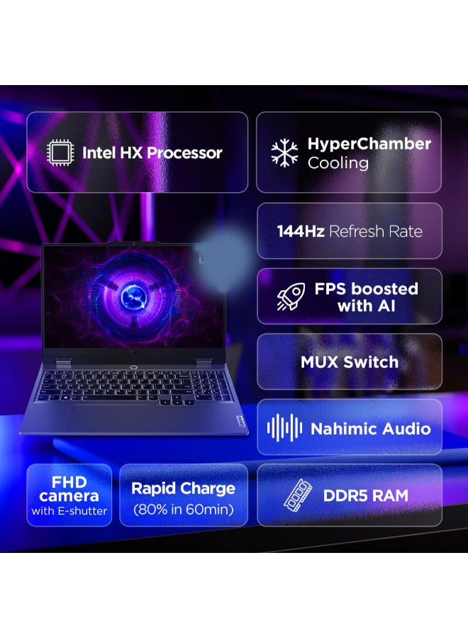 لينوفو لابتوب LOQ 15IRX9 بشاشة FHD IPS مقاس 15.6 بوصة، مع معالج Core i5-13450HX/ذاكرة RAM سعة 24GB/قرص SSD سعة 512GB/بطاقة رسومات NVIDIA GeForce RTX 4050 سعة 6GB/نظام Windows 11 - Image 2