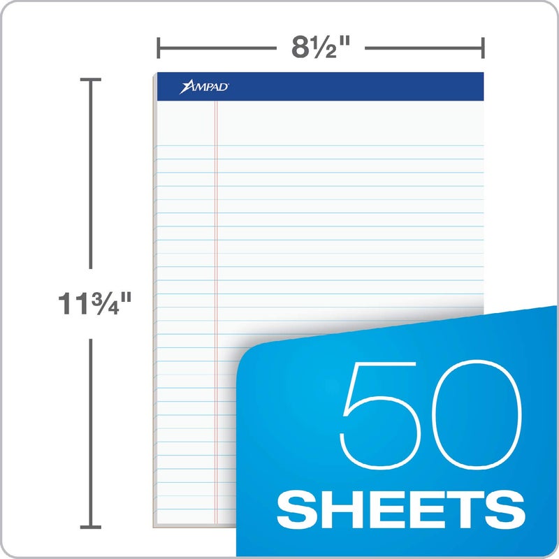 Ampad Evidence Perforated 8 1/2 x 11 3/4 Inch Legal Pads, Legal Ruled, White Paper, 50 Sheets Per Pad, 12 Pack (20-320) - Image 2