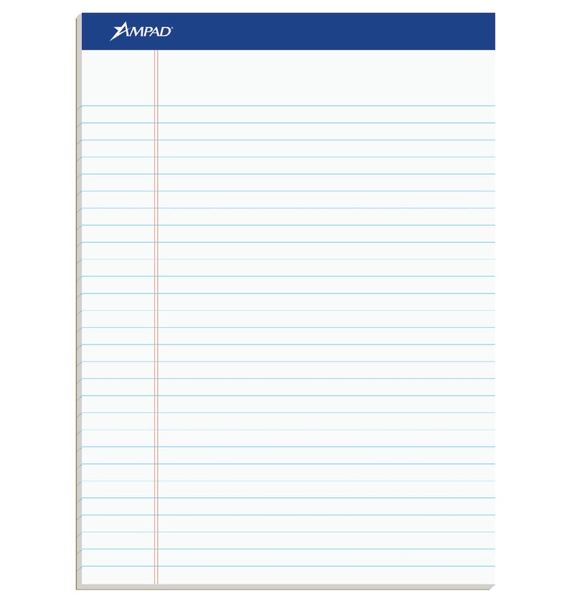 Ampad Evidence Perforated 8 1/2 x 11 3/4 Inch Legal Pads, Legal Ruled, White Paper, 50 Sheets Per Pad, 12 Pack (20-320) - Image 1