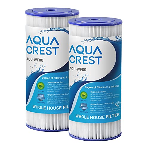 فلتر مياه كامل المنزل AQUA CREST FXHSC بديل لفلتر GE FXHSC GXWH40L GXWH35F American Plumber W50PEHD W10PR Culligan R50BBSA 5 ميكرون 10 × 45 فلتر ترسبات عالي التدفق عبوة من 2