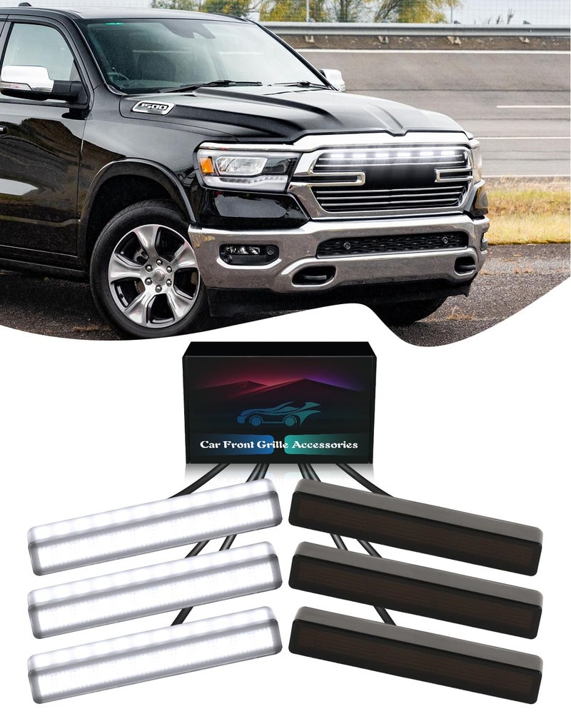 TBHOO 6Pcs LED Grill Light for 2023 2024 2025 Dodge Ram 1500 2500 3500 Raptor Grille Lights Front Bumper Ram Accessories 2019-2022 (White) - Image 1
