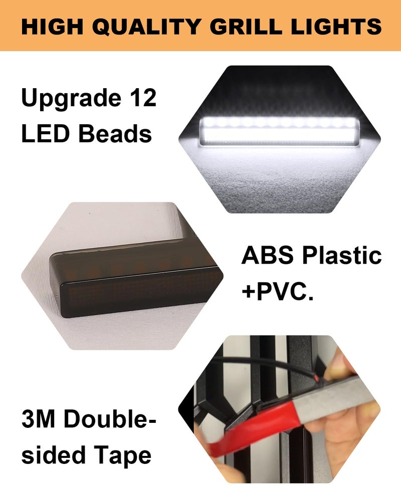 TBHOO 6Pcs LED Grill Light for 2023 2024 2025 Dodge Ram 1500 2500 3500 Raptor Grille Lights Front Bumper Ram Accessories 2019-2022 (White) - Image 3