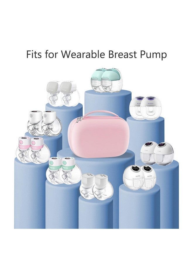 Gowing حقيبة حمل مضخات الثدي القابلة للارتداء من جويينج، حقيبة صلبة مع صينية قابلة للإزالة، حقيبة تخزين مضخة الثدي محكمة الإغلاق متوافقة مع معظم مضخات الثدي القابلة للارتداء، تحمل 2 مضخة، وردي - Image 2