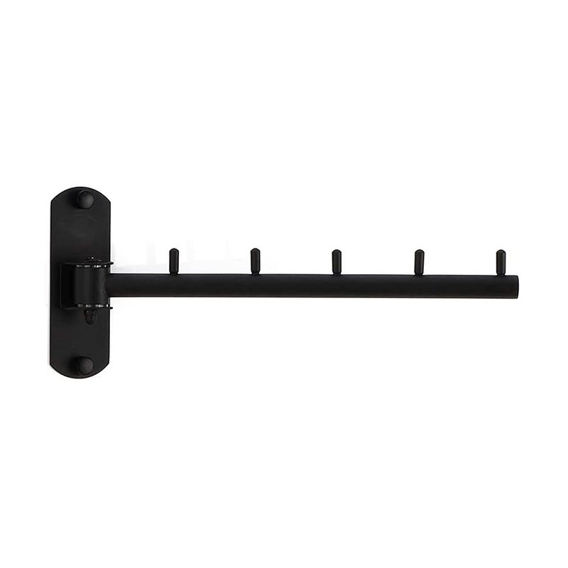 Zivisk Folding Wall Mounted Clothes Hanger Rack with Swing Arm Stainless Steel Heavy Duty Coat Hook for Bathroom Bedroom Laundry Room  Black