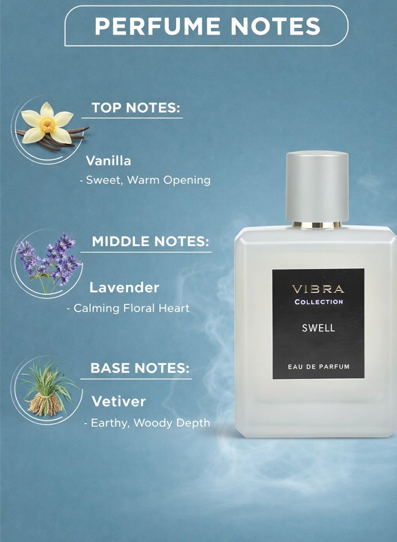 DIVINA Vibra Swell Eau De Parfum 100ml for Men – Fresh Woody Aromatic Fragrance with Vanilla, Lavender & Vetiver | Long-Lasting Premium Perfume - Image 2