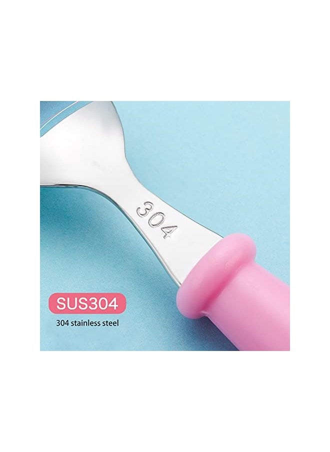 vesus Stainless Steel Spoon and Fork Kids Cutlery Set, Toddler Children's Cutlery Kids Cutlery Flatware, Spoons Forks Tableware Set - Pink Cat  - Image 3