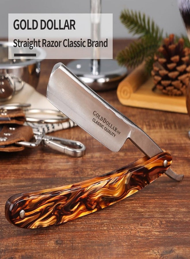 Gold Dollar Retro Shaving For Men Acrylic Handle Straight Razor Barber Shaving Ready Without Stabilizer Scraper Cloth Kit - Image 2