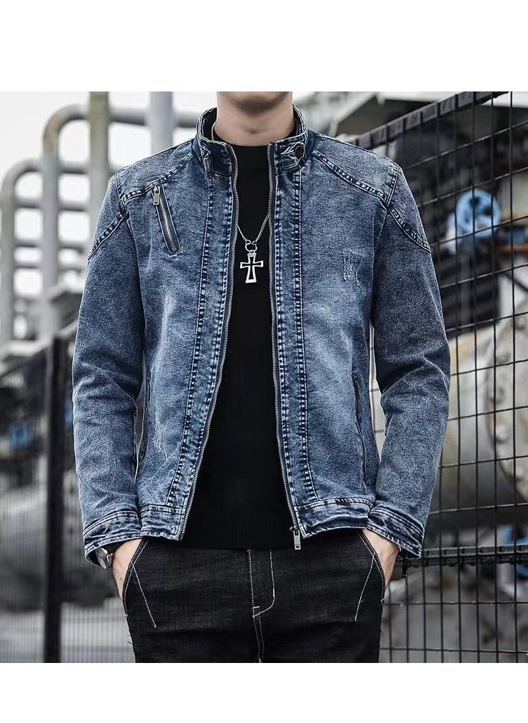 Loquat - Men Autumn Winter Cotton Slim Men Retro Denim Jacket - Image 1