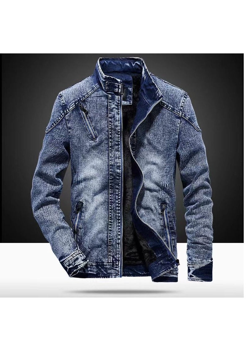 Loquat - Men Autumn Winter Cotton Slim Men Retro Denim Jacket - Image 1