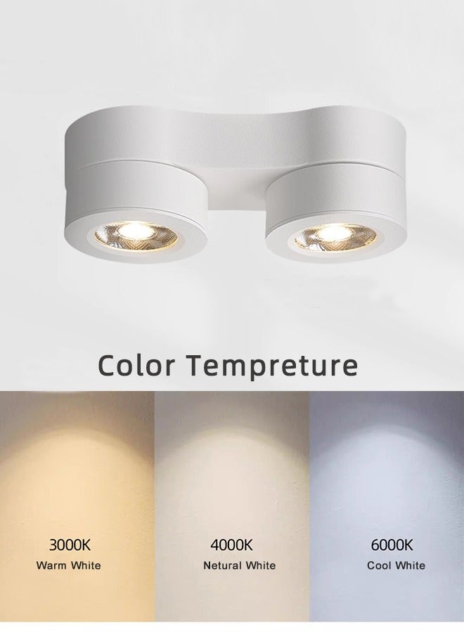 2 طريقة أضواء LED السقف 2 × 10 واط أبيض دافئ مع رؤوس نقاط دوارة وزاوية إضاءة مسار سوداء ساطعة قابلة للتعديل شريط إضاءة جداري للصالة الداخلية والمطبخ وغرفة المعيشة وغرفة النوم والممر  - Image 4