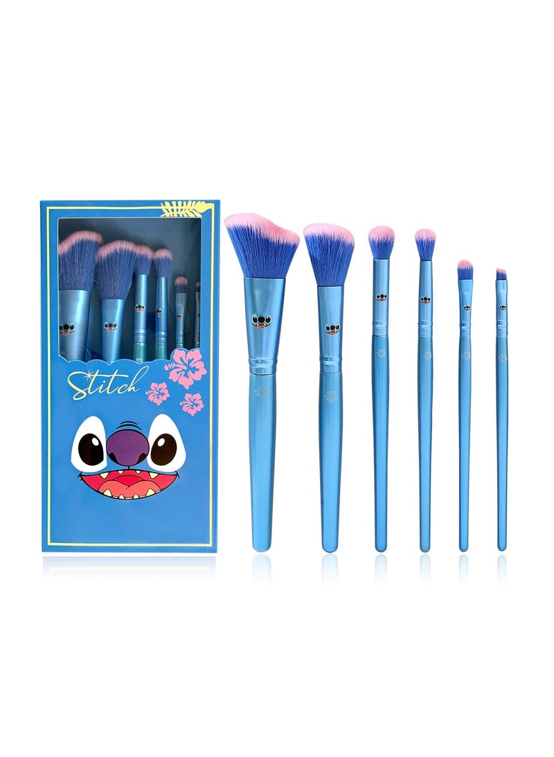 general Makeup Brush Set, Anime Stitch Makeup Brush Set Series, Stitch Items For Girls Women - 6 Piece Set - Image 1