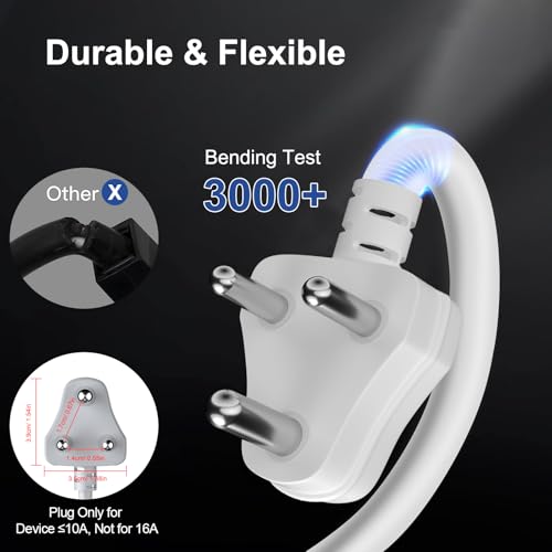 Hoteon Extension Board with 10 Meters Heavy Duty Long Wire Cord, Single Outlet Socket 2500W 10A Expandable Electric Extension, 3 Pins Extension Cord for Indoor Outdoor Use (10M/ Grey)-1PCS - Image 3