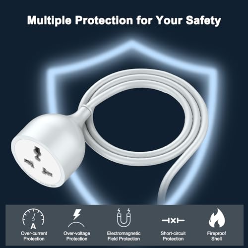Hoteon Extension Board with 10 Meters Heavy Duty Long Wire Cord, Single Outlet Socket 2500W 10A Expandable Electric Extension, 3 Pins Extension Cord for Indoor Outdoor Use (10M/ Grey)-1PCS - Image 2