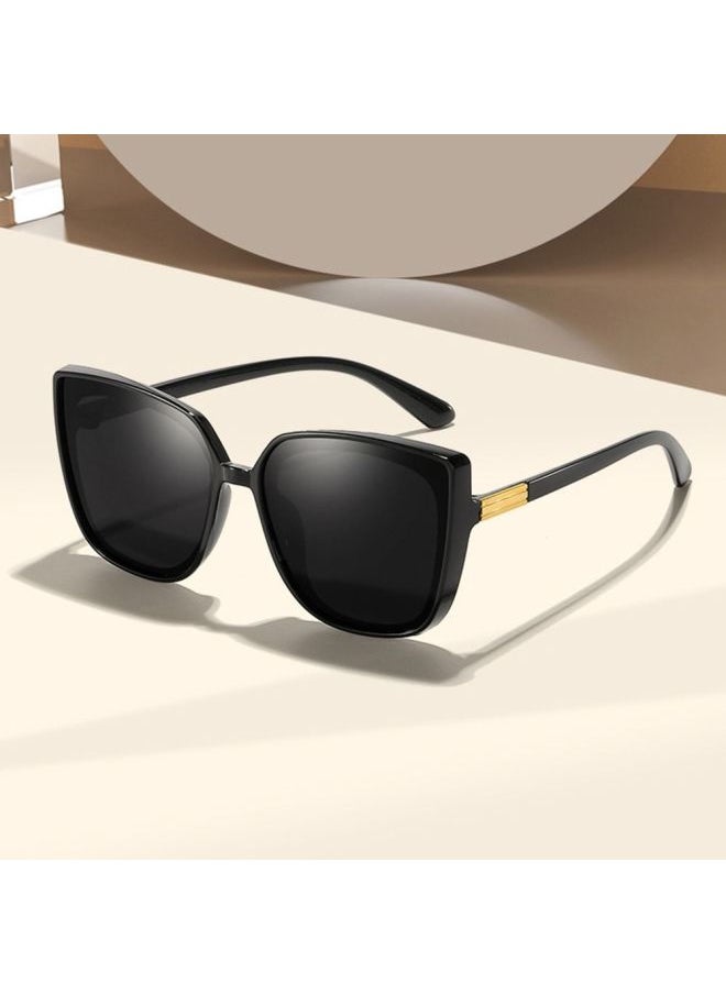 Generic - Stylish Cat Eye Sunglasses Retro Oversized Sun Glasses Big Frame Vintage Black Shades UV400 Protection Eyewear Fishing Goggles-Lenses Color:Orange - Image 1
