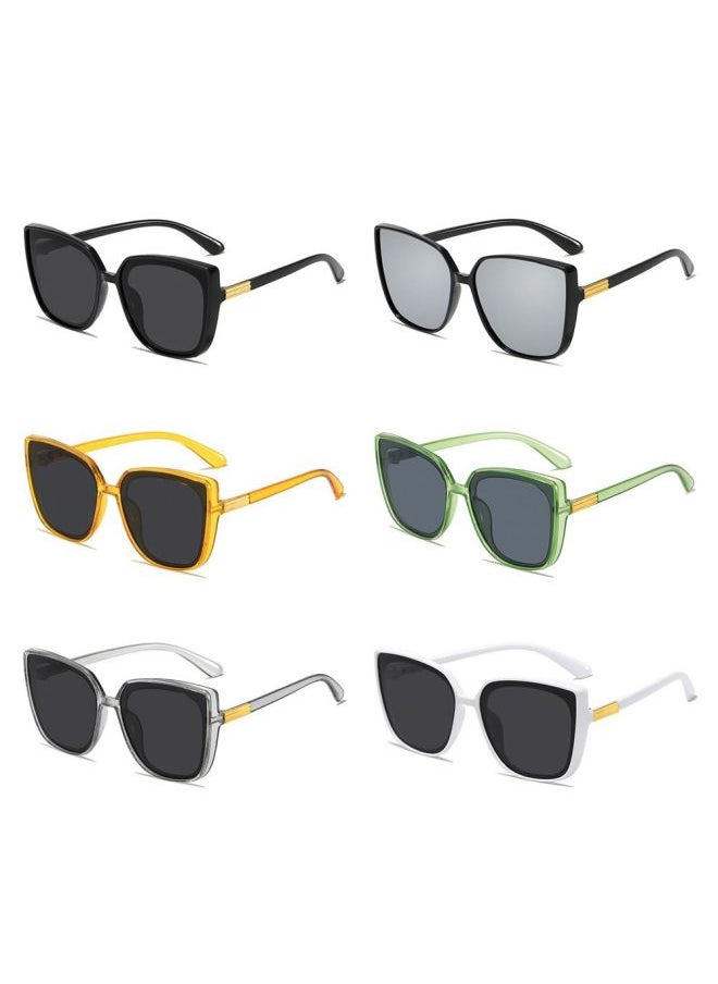 Generic - Stylish Cat Eye Sunglasses Retro Oversized Sun Glasses Big Frame Vintage Black Shades UV400 Protection Eyewear Fishing Goggles-Lenses Color:Orange - Image 1
