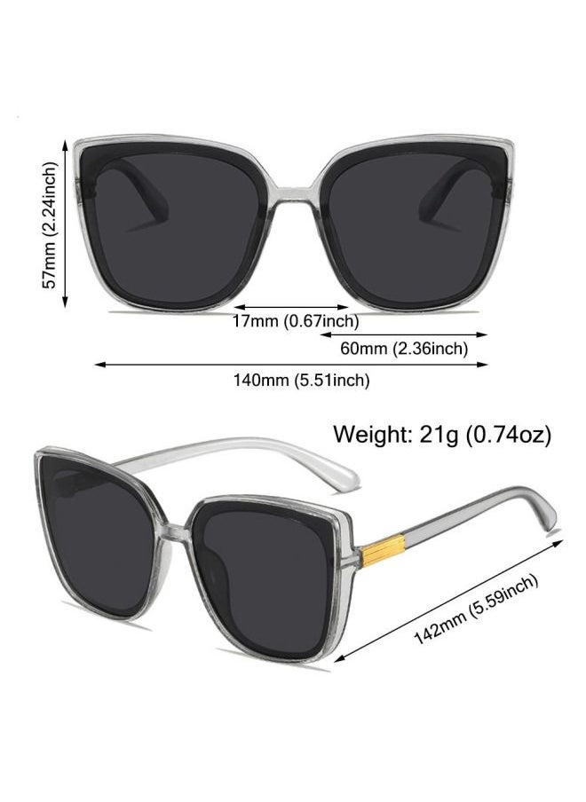 Generic - Stylish Cat Eye Sunglasses Retro Oversized Sun Glasses Big Frame Vintage Black Shades UV400 Protection Eyewear Fishing Goggles-Lenses Color:Orange - Image 1
