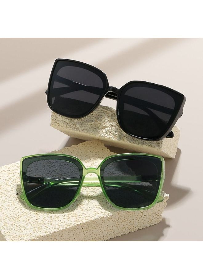 Generic - Stylish Cat Eye Sunglasses Retro Oversized Sun Glasses Big Frame Vintage Black Shades UV400 Protection Eyewear Fishing Goggles-Lenses Color:Orange - Image 1