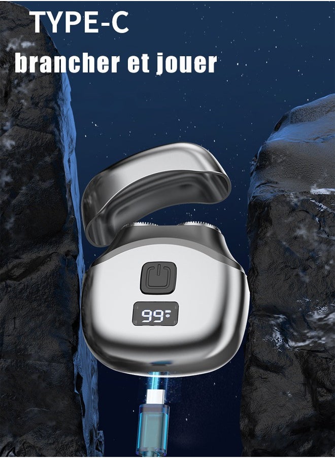 Ru syanl Small Rechargeable Mini Electric Shaver Efficient Shaving Dual Ring Blade Net Intelligent Digital Display, Detachable Blade Head, Easy Cleaning Type-C High-speed Charging Worry Free Boarding  - Image 2