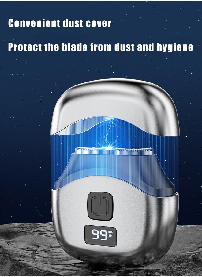 Small Rechargeable Mini Electric Shaver Efficient Shaving Dual Ring Blade Net Intelligent Digital Display, Detachable Blade Head, Easy Cleaning Type-C High-speed Charging Worry Free Boarding