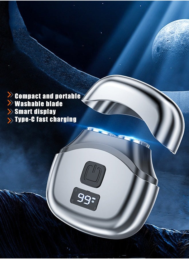 Ru syanl Small Rechargeable Mini Electric Shaver Efficient Shaving Dual Ring Blade Net Intelligent Digital Display, Detachable Blade Head, Easy Cleaning Type-C High-speed Charging Worry Free Boarding  - Image 5