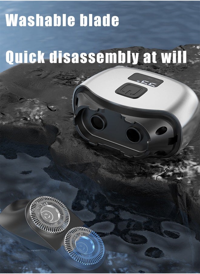 Ru syanl Small Rechargeable Mini Electric Shaver Efficient Shaving Dual Ring Blade Net Intelligent Digital Display, Detachable Blade Head, Easy Cleaning Type-C High-speed Charging Worry Free Boarding  - Image 4