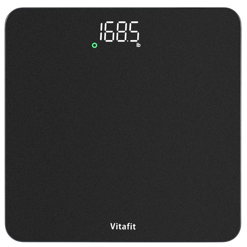 Vitafit Weight Scale, High Accuracy in 0.05kg by Our Professional Scale Factory Since 2001, ميزان جسم LED and Step On, 3*AAA Batteries Included, 182kg, Spray Silver Black - Image 1