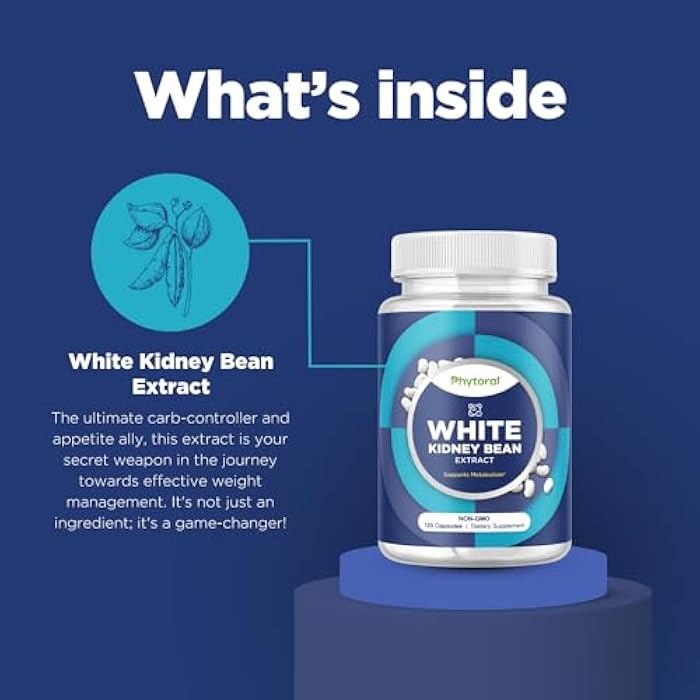 Phytoral White Kidney Bean Extract Carb Blocker - White Kidney Beans Supplement for Metabolism Boost & Ease Calories from Starchy Food - Carb Control Supplements - 120 Capsules - Image 5