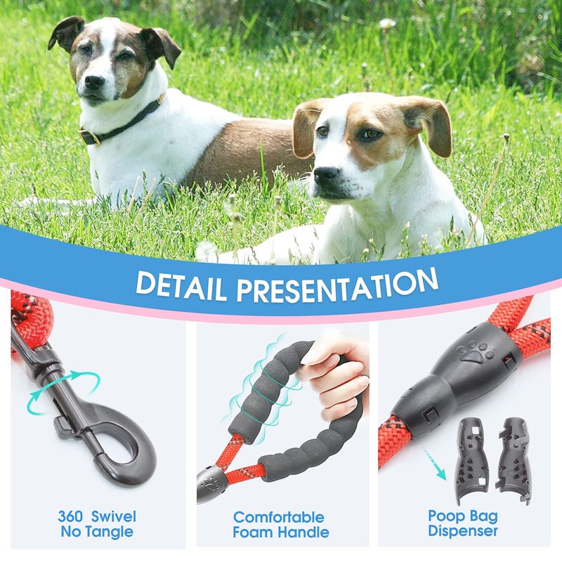 BAAPET 2/4/5/6 FT Dog Leash with Comfortable Padded Handle and Highly Reflective Threads for Small Medium and Large Dogs (5FT-1/2'', Red) - Image 3