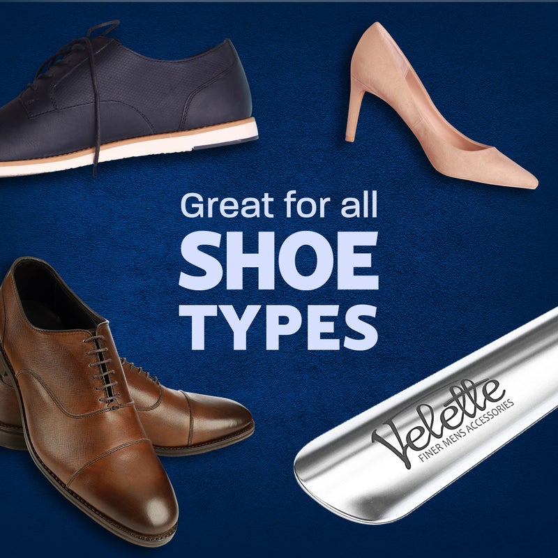 Velette Metal Shoe Horn Long Handle for Seniors, Metal Long Shoe Horn for Boots, Set of 2 Metal 16.5" Extra Long and 7.5" Travel Size Shoe Horn for Men Women and Kids - Image 4