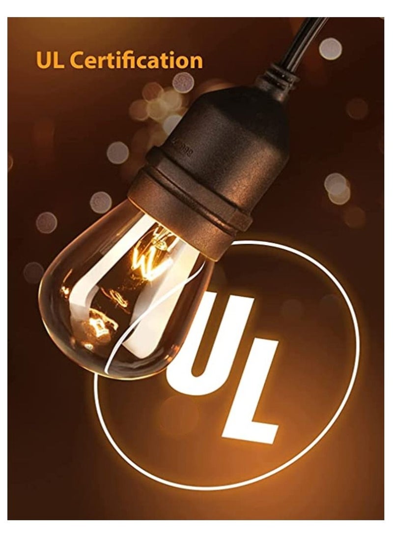 Yuwell Led Lights Eid Celebration 16ft Outdoor String Yellow Lights Weatherproof Strand Dimmable Edison Vintage Bulbs Ul Listed Heavy Duty Decorative Cafe Patio Lights For Restaurant Garden  - Image 3
