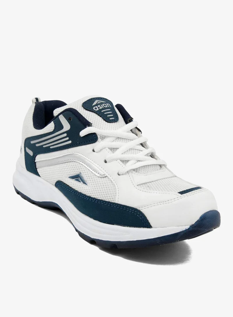 Asian  White Blue Lace Up Running Shoes for Men for Men | Best Price UAE
