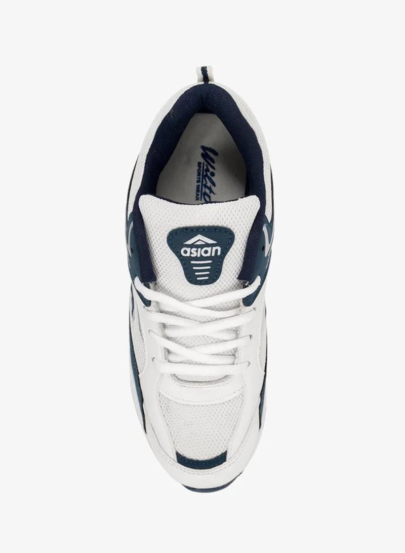 Asian  White Blue Lace Up Running Shoes for Men for Men | Best Price UAE