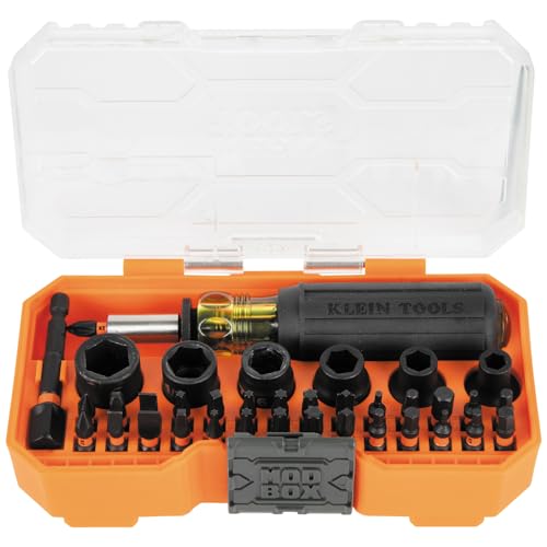 Klein Tools 33805 ProFlex 38Piece SAE ImpactRated Tool Set with Modular Case S2 Steel Magnetic Adjustable Screwdriver 29 Bits 6 SAE Socket Sizes - Image 1