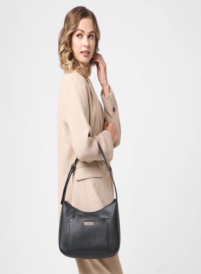 Caprese Selma Medium Hobo Shoulder Bag for Women| Stylish, Versatile Handbag for Everyday Use | Perfect for Casual Outings, Work, Travel, and Special Events | Spacious Design (Black) - Image 2