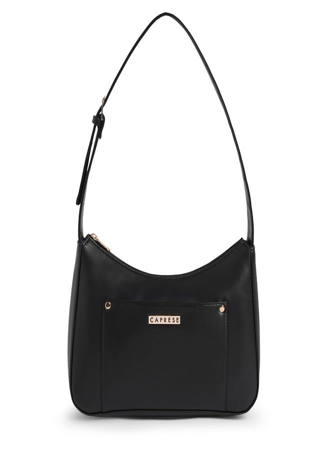Caprese Selma Medium Hobo Shoulder Bag for Women| Stylish, Versatile Handbag for Everyday Use | Perfect for Casual Outings, Work, Travel, and Special Events | Spacious Design (Black) - Image 1