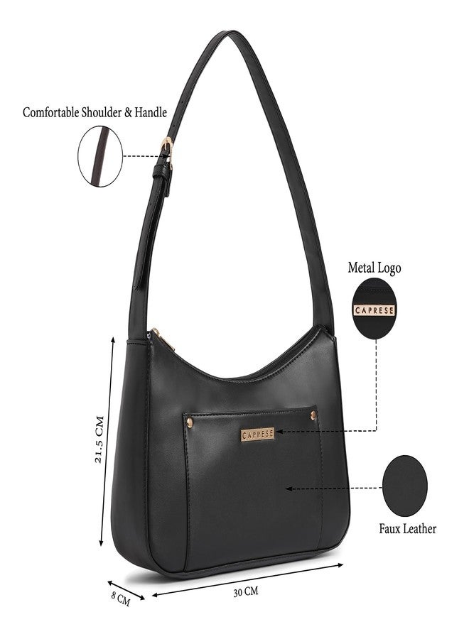 Caprese Selma Medium Hobo Shoulder Bag for Women| Stylish, Versatile Handbag for Everyday Use | Perfect for Casual Outings, Work, Travel, and Special Events | Spacious Design (Black) - Image 3