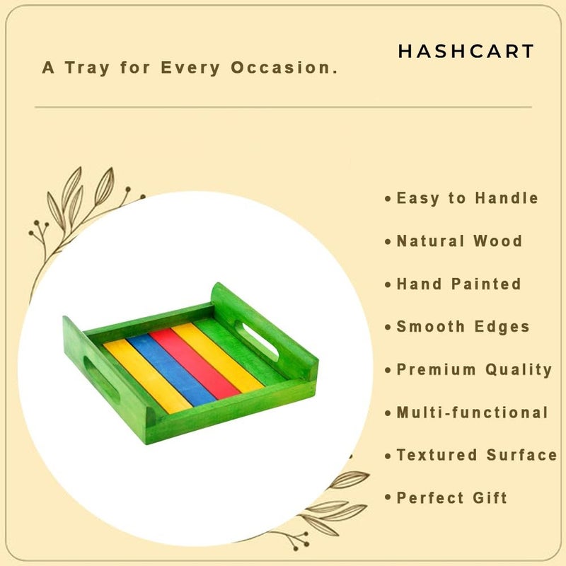 Hashcart Handmade Wooden Serving Tray for Dining Tableware, Kitchen Accessory, Butler Serving Trays (Green) - Image 4