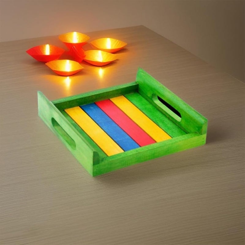 Hashcart Handmade Wooden Serving Tray for Dining Tableware, Kitchen Accessory, Butler Serving Trays (Green) - Image 5