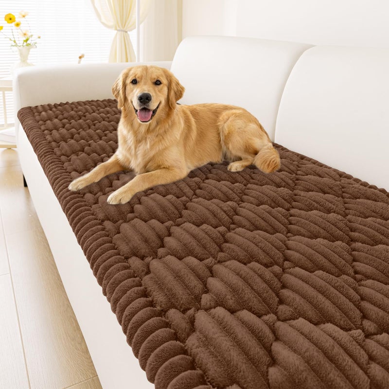 Smiry Pet Couch Cover for Dogs Washable, Non-Slip Fuzzy Couch Covers for 3 Cushion Sofa Pet Friendly, Soft Thick Furniture Protector Sofa Slipcover Mat for Dogs (Chocolate, 27.6" x 59") - Image 1